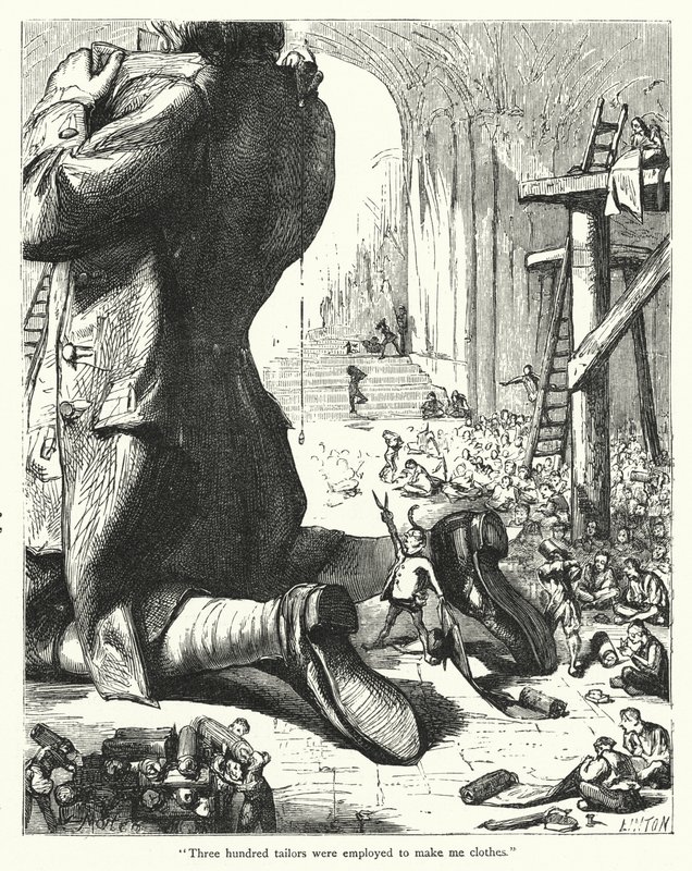 Illusztráció a Gulliver utazásaihoz, Jonathan Swift (metszet) alkotó: Thomas Morten