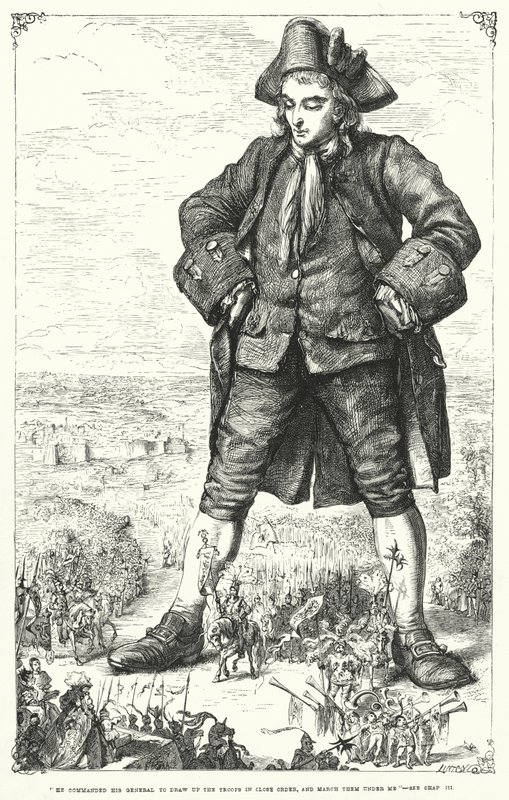 Illusztráció a Gulliver utazásaihoz, Jonathan Swift (metszet) alkotó: Thomas Morten