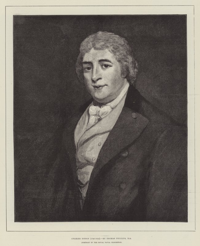 Charles Dibdin (1745-1814), Portré a Királyi Haditengerészeti Kiállításon alkotó: Thomas Phillips