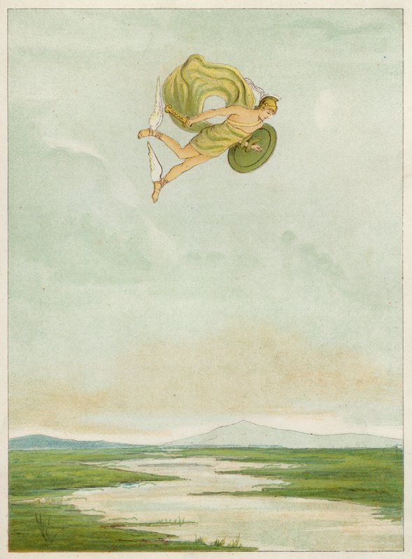 Perseus repül, hogy megölje a Gorgont (színes litó) alkotó: Thomas Ralph Spence