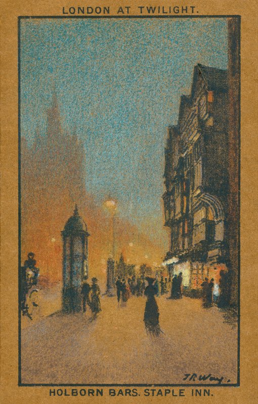 London alkonyatkor: Holborn Bars, Staple Inn (színes litográfia) alkotó: Thomas Robert Way
