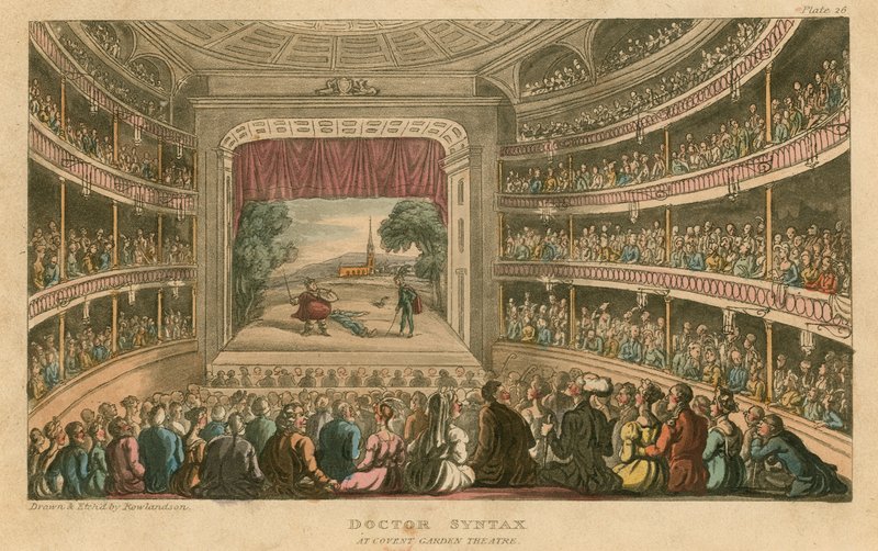 Dr. Syntax a Covent Garden Színházban, Londonban alkotó: Thomas Rowlandson