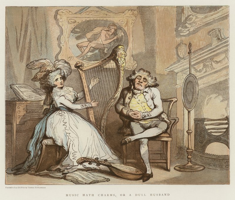 Music Hath Charms, vagy egy unalmas férj (chromolitho) alkotó: Thomas Rowlandson