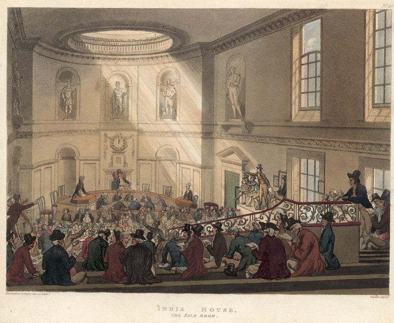 Eladó szoba, Kelet-indiai ház alkotó: Thomas Rowlandson