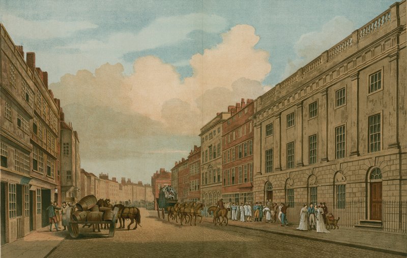 A Kelet-indiai Társaság által elfoglalt ház, a londoni Leadenhall Street, 1726-ban újragondolva alkotó: Thomas Snr. Malton