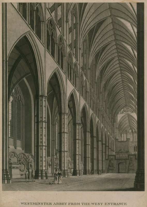 Westminster apátság, London, a nyugati bejárat felől alkotó: Thomas Snr. Malton