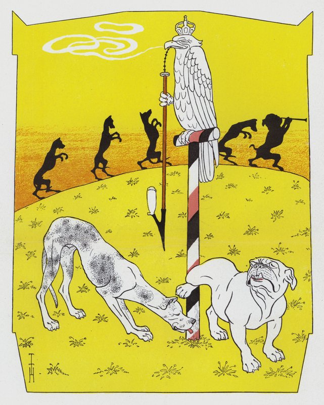 Német masztiff és angol bulldog (színes litho) alkotó: Thomas Theodor Heine