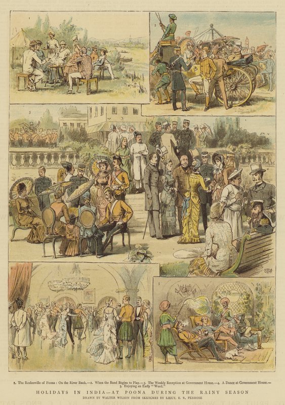 Nyaralás Indiában, Poonában az esős évszakban (chromolitho) alkotó: Thomas Walter Wilson