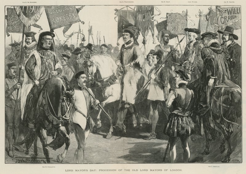 Főpolgármester napja: London régi lordpolgármestereinek felvonulása (litográfia) alkotó: Thomas Walter Wilson