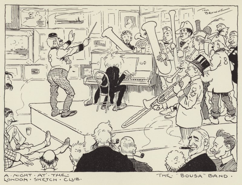 Egy éjszaka a London Sketch Clubban, a Bousa Band alkotó: Tom Browne