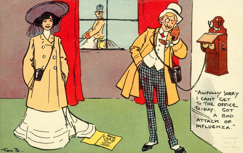 Borzasztóan sajnálom, de ma nem tudok bemenni az irodába (chromolitho) alkotó: Tom Browne