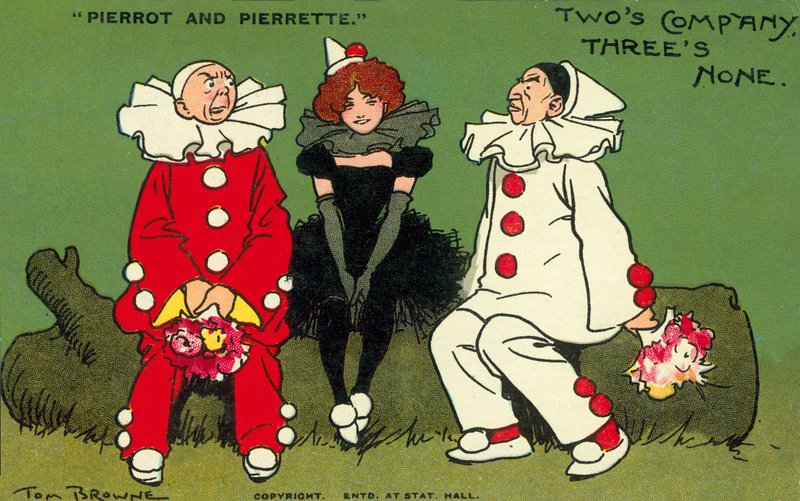 Pierrot és Pierrette (színes litográfia) alkotó: Tom Browne