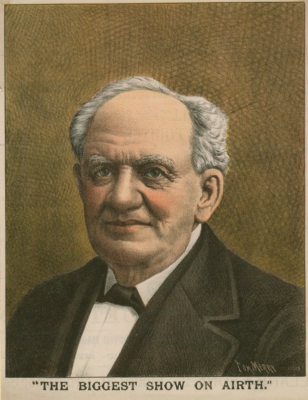 P T Barnum portréja, az Airth legnagyobb műsora alkotó: Tom Merry