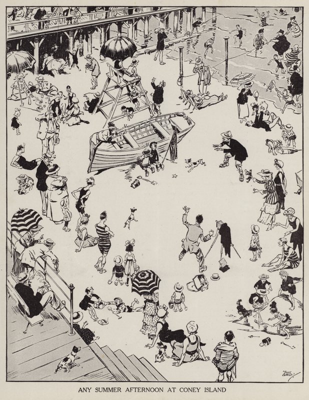 Egy nyári délután Coney Islanden (litho) alkotó: Tony Sarg