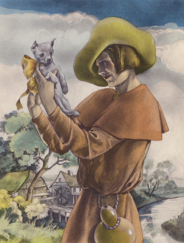 Brunelleschi-illusztráció a Contes et Nouvelles de La Fontaine számára (színes litográfia) alkotó: Umberto (after) Brunelleschi