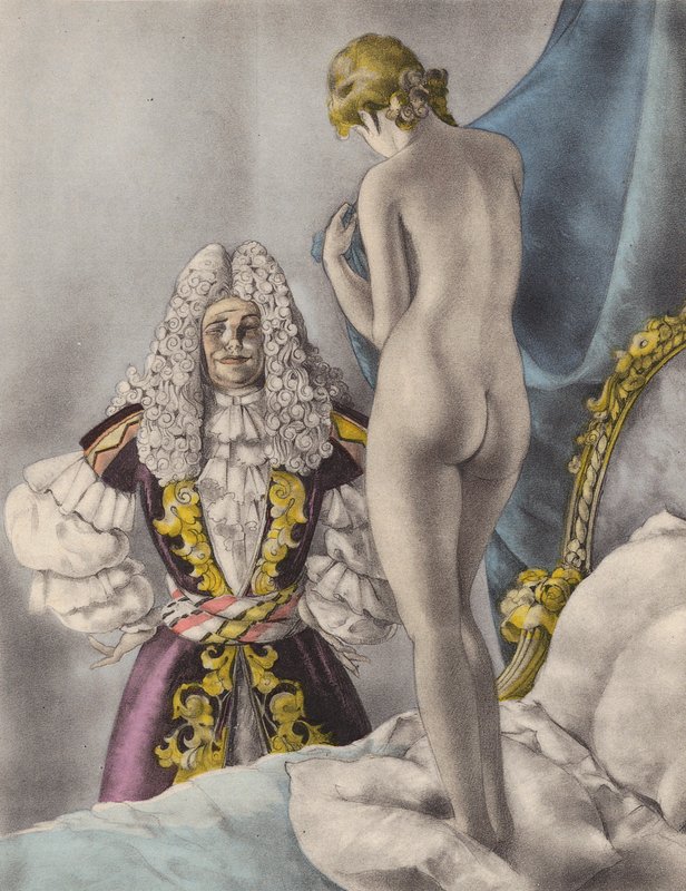 Brunelleschi-illusztráció a Contes et Nouvelles de La Fontaine számára (színes litográfia) alkotó: Umberto (after) Brunelleschi