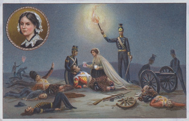 Florence Nightingale a krími háború alatt a csatatéren a sebesülteknek és haldoklóknak nyújtott segítséget. alkotó: Unknown artist