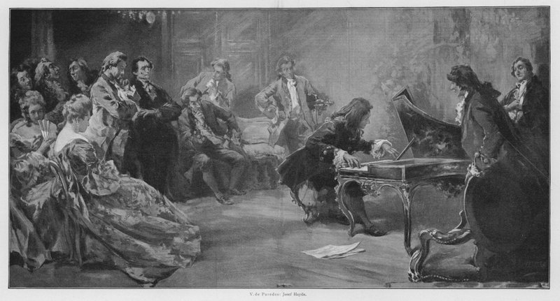 Joseph Haydn osztrák zeneszerző zongorázik (litó) alkotó: Vicente de (after) Paredes