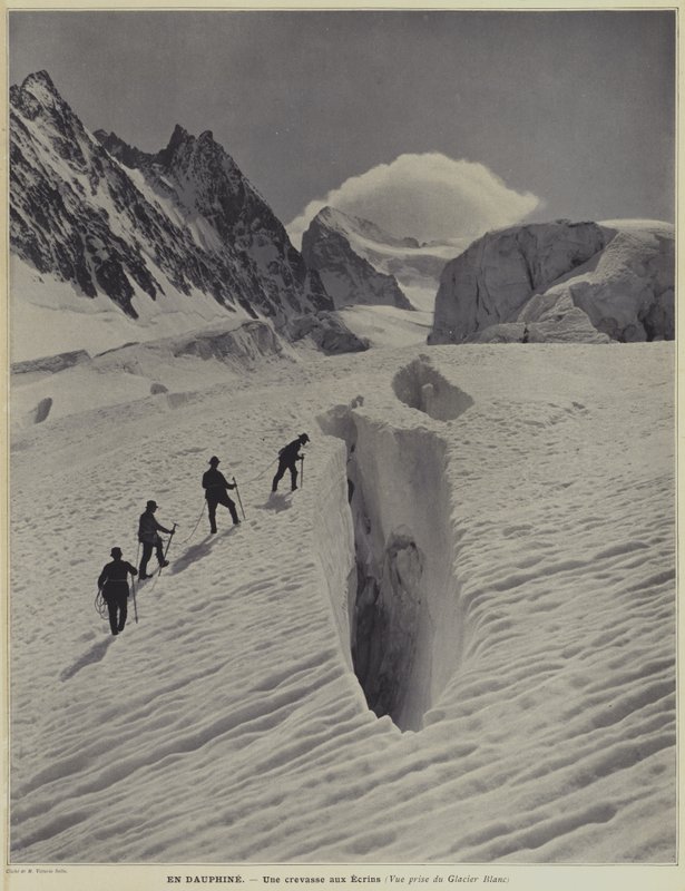 A francia Alpok Dauphine régiójában: egy hasadék a Glacier Blanc-on a Barre des Ecrins-en alkotó: Vittorio Sella