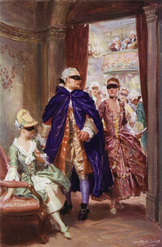 "Egy dominós hölgy odajött hozzá és suttogta" (színes litó) alkotó: W.R.S. (after) Stott