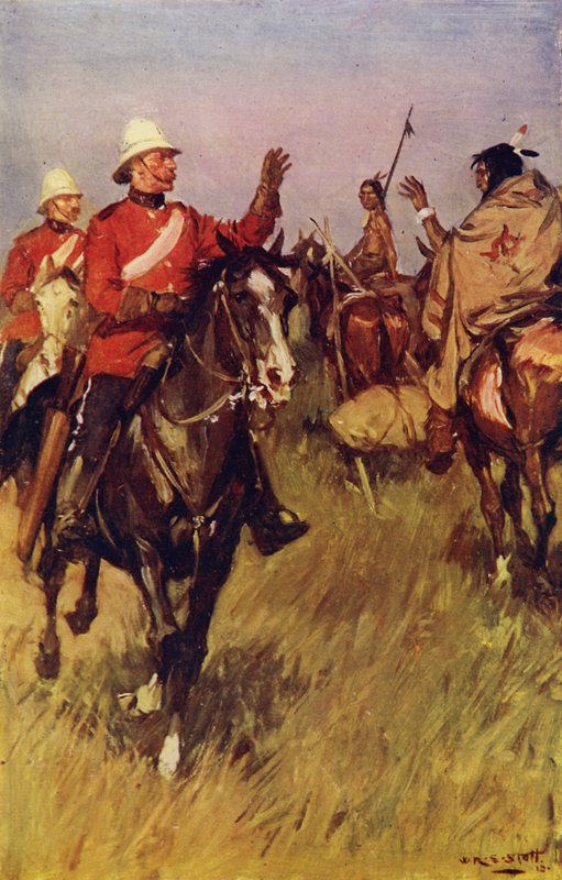 Üdvözletváltás a prérin (színes litó) alkotó: W.R.S. (after) Stott