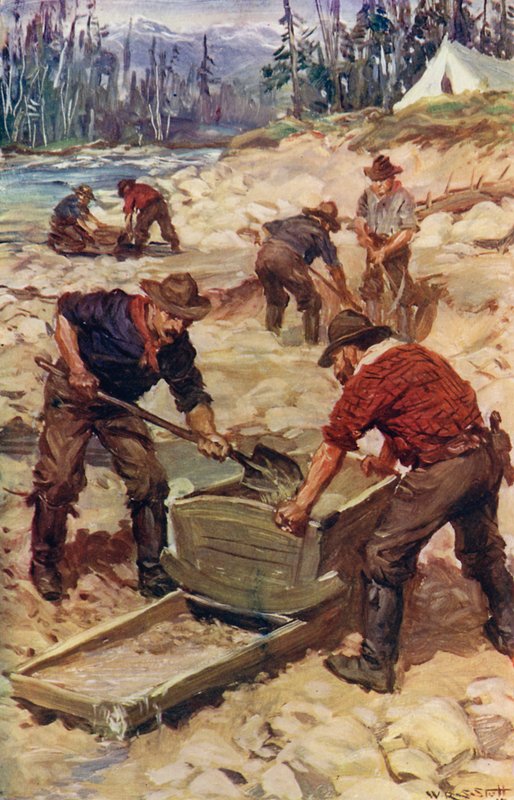 Aranymosás a Frazer partján (színes litó) alkotó: W.R.S. (after) Stott