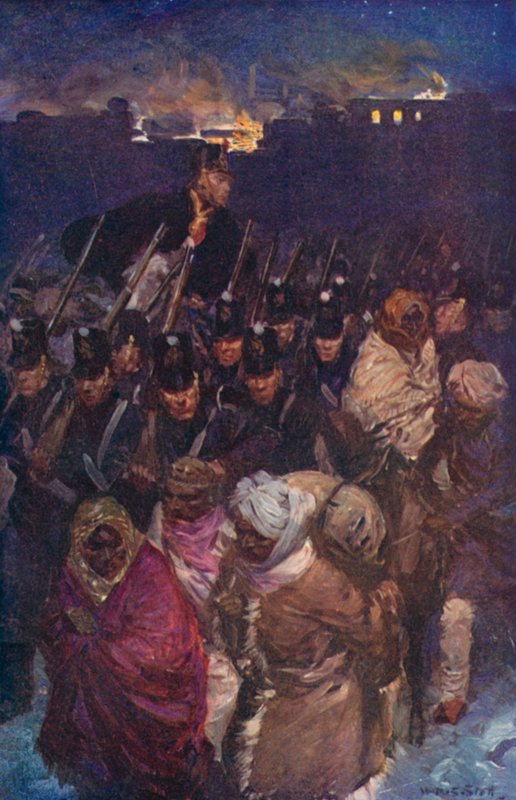 A brit hadsereg visszavonulása Kabulból (színes litó) alkotó: W.R.S. (after) Stott