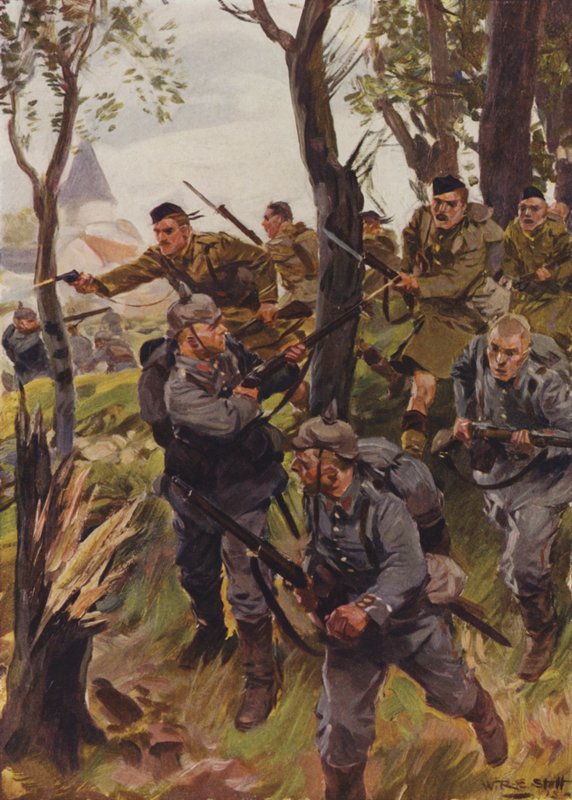 A Seaforth Highlanderek megverik az ellenséget (színes litho) alkotó: W.R.S. (after) Stott