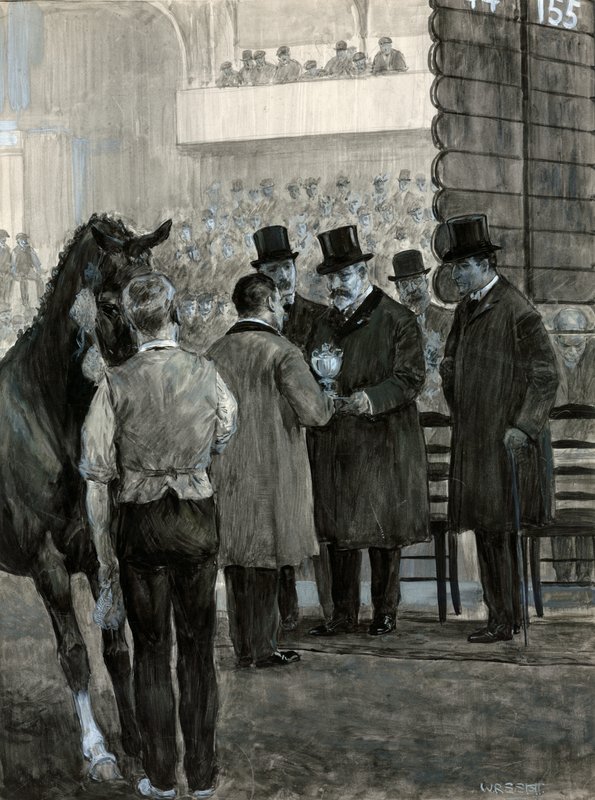 VII. Edward király a kupát bemutató Hackney Horse Show-n alkotó: W.R.S. Stott