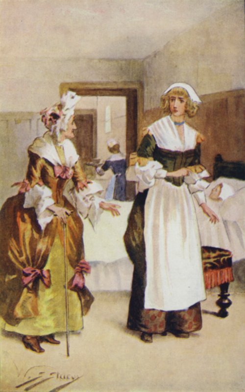 Gertrude kipirult arccal és ragyogó szemekkel nézett szembe Lady Scrope-pal alkotó: W.S. Stacey