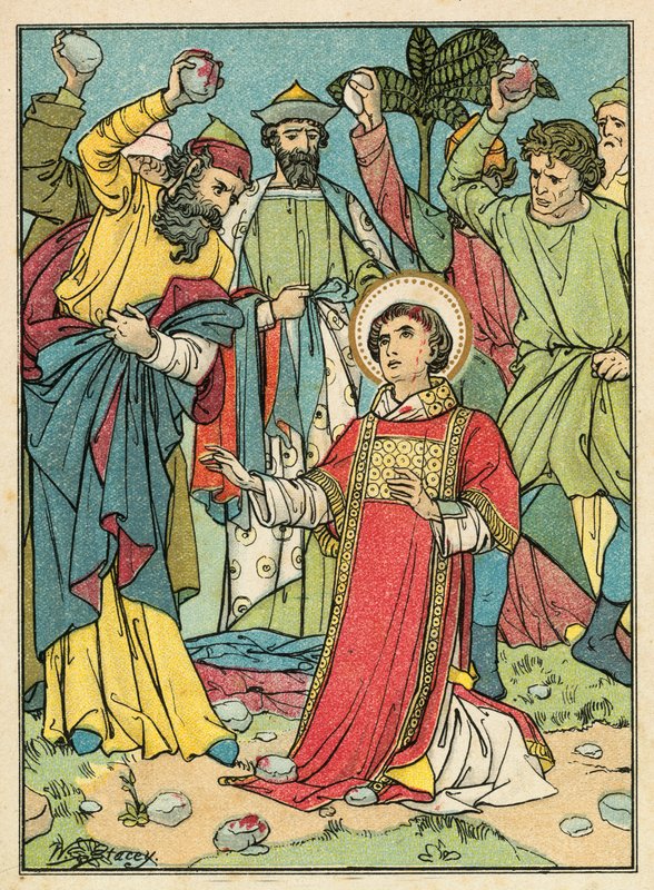 Szent István megkövezése (színes litográfia) alkotó: W.S. Stacey