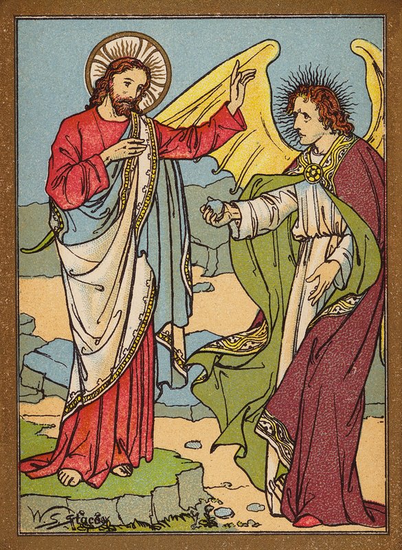 Jézus megkísértése (színes litográfia) alkotó: W.S. Stacey