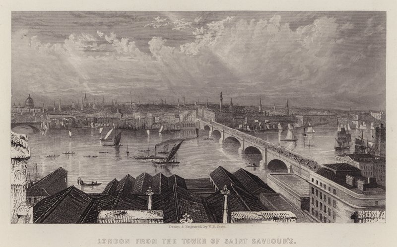 London a Szent Megváltó toronyból (színes litó) alkotó: W. B. (after) Scott