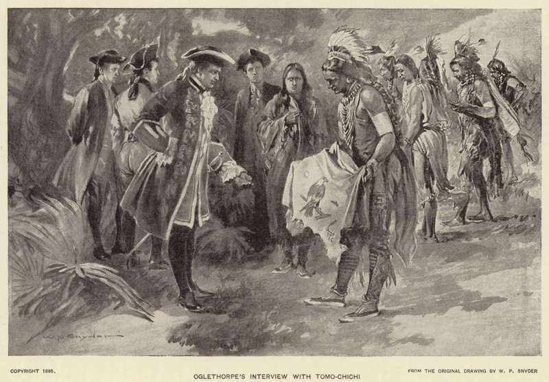 Oglethorpe interjúja Tomo-chichivel (litho) alkotó: W. P. Snyder