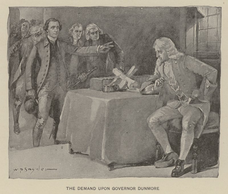 Dunmore kormányzóval szemben támasztott követelés (litho) alkotó: W. P. Snyder