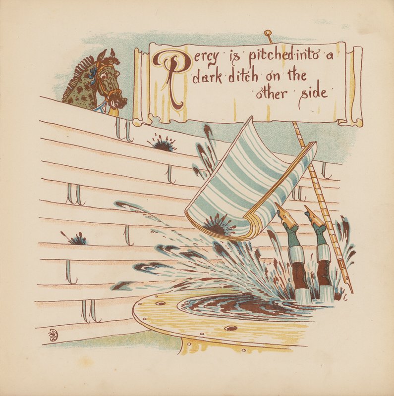 Walter Crane illusztrációja a Pothooks and Perseverance (színes litográfia) című könyvhöz. alkotó: Walter (after) Crane