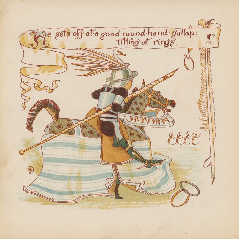 Walter Crane illusztrációja a Pothooks and Perseverance (színes litográfia) című könyvhöz. alkotó: Walter (after) Crane