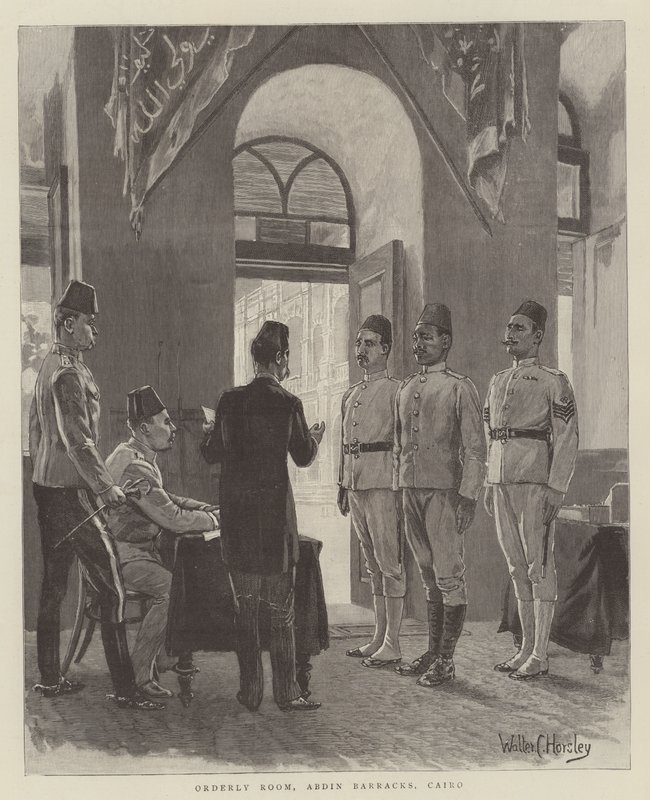 Rendezett szoba, Abdin laktanya, Kairó, India alkotó: Walter Charles Horsley