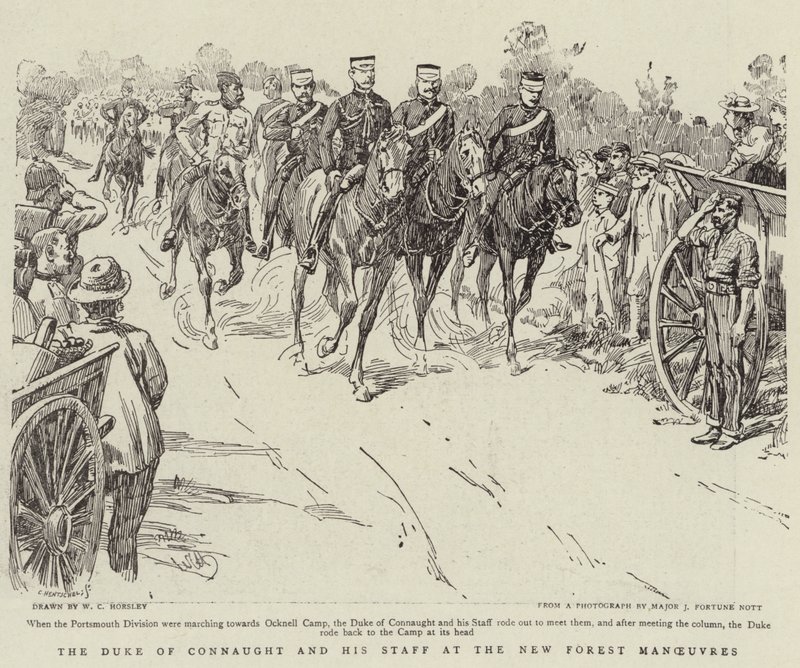 Connaught hercege és munkatársai az új erdei manővereken alkotó: Walter Charles Horsley