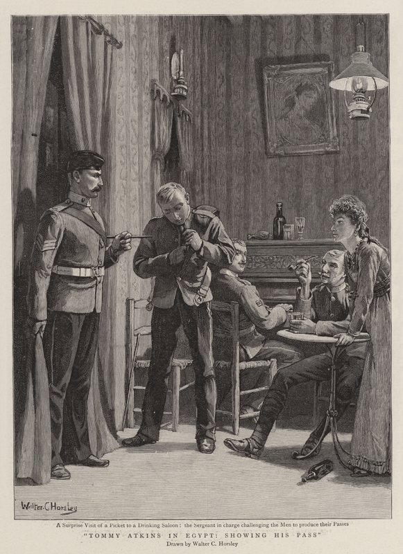 Tommy Atkins Egyiptomban, megmutatja a bérletét alkotó: Walter Charles Horsley