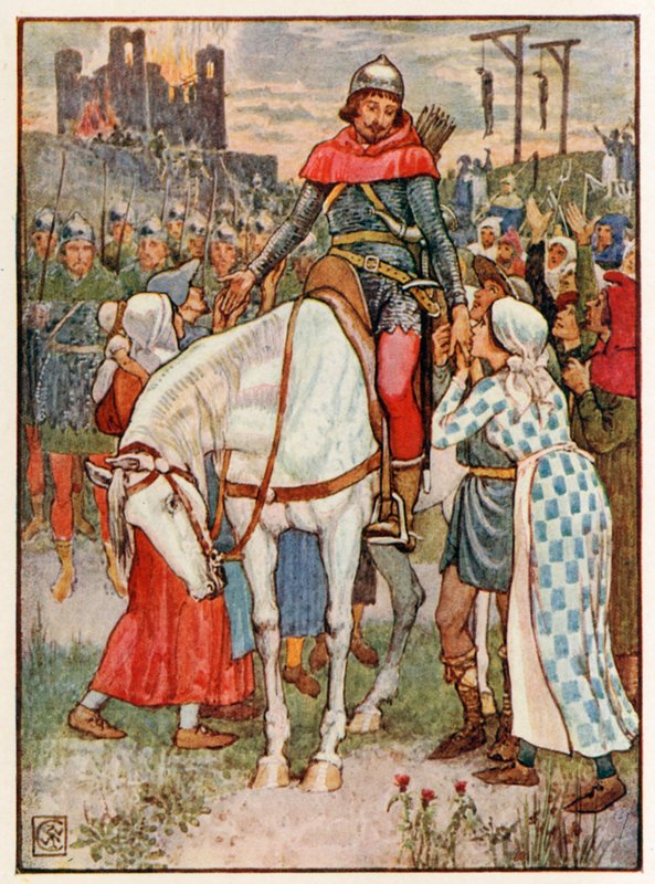 Robin Hoodnak köszönetet mondanak a parasztok alkotó: Walter Crane
