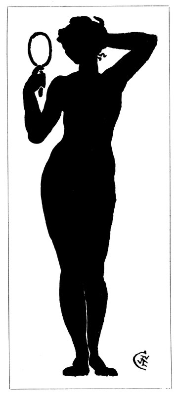 Tükört tartó meztelen nő sziluettje (litho) alkotó: Walter Crane