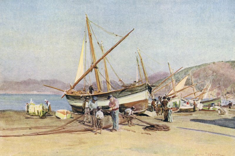Strand, Sestri Levante (színes litó) alkotó: Walter Frederick Roofe Tyndale
