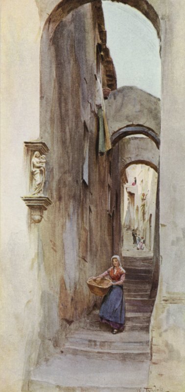 Street, Cervo San Bartolommeo, Olaszország (színes litho) alkotó: Walter Frederick Roofe Tyndale