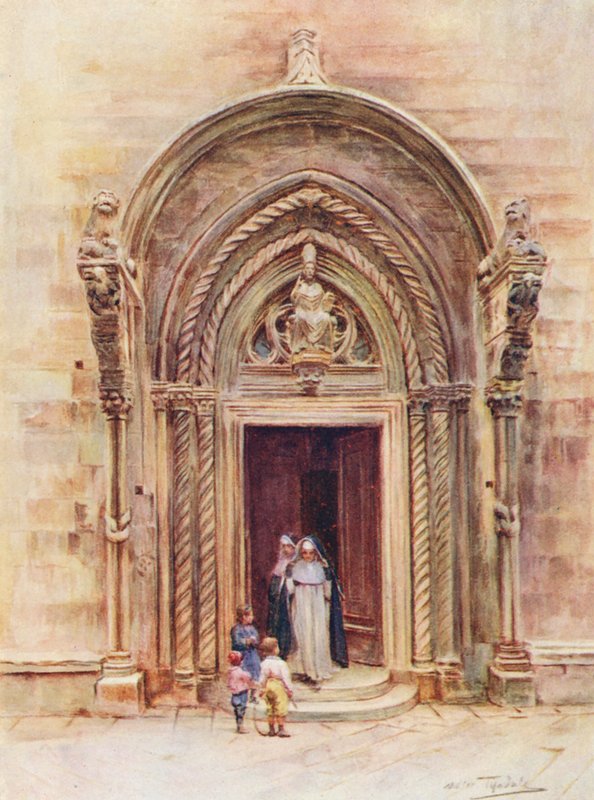 A curzolai dóm kapuja (színes litográfia) alkotó: Walter Frederick Roofe Tyndale