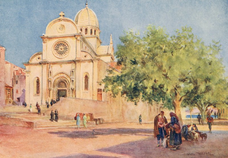 A šibeniki székesegyház (színes litográfia) alkotó: Walter Frederick Roofe Tyndale