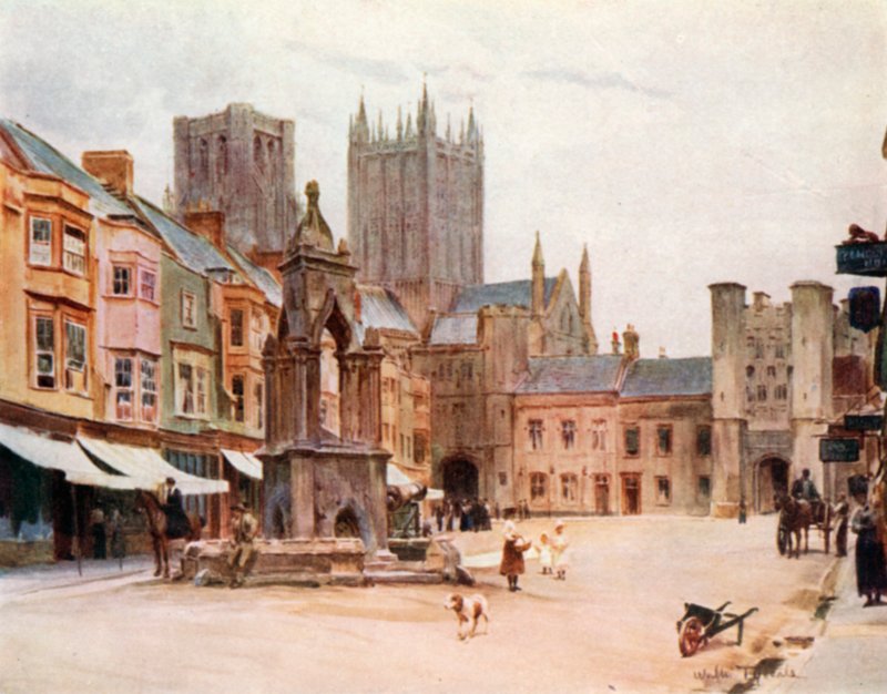 The Market Place, Wells (színes litó) alkotó: Walter Frederick Roofe Tyndale