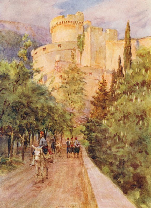 A Minceta-torony, Ragusa (színes litográfia) alkotó: Walter Frederick Roofe Tyndale