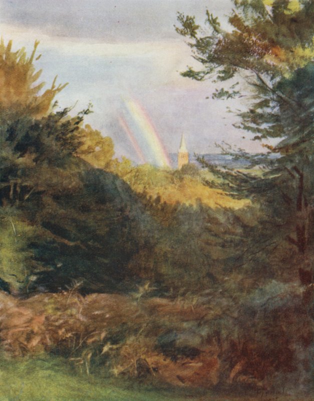 Az új erdő: Lyndhurst templom Emery Downból (színes litó) alkotó: Walter Frederick Roofe Tyndale