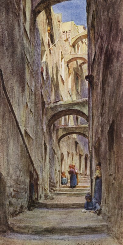 Vicolo Della Provvidenza, Sanremo (színes litho) alkotó: Walter Frederick Roofe Tyndale